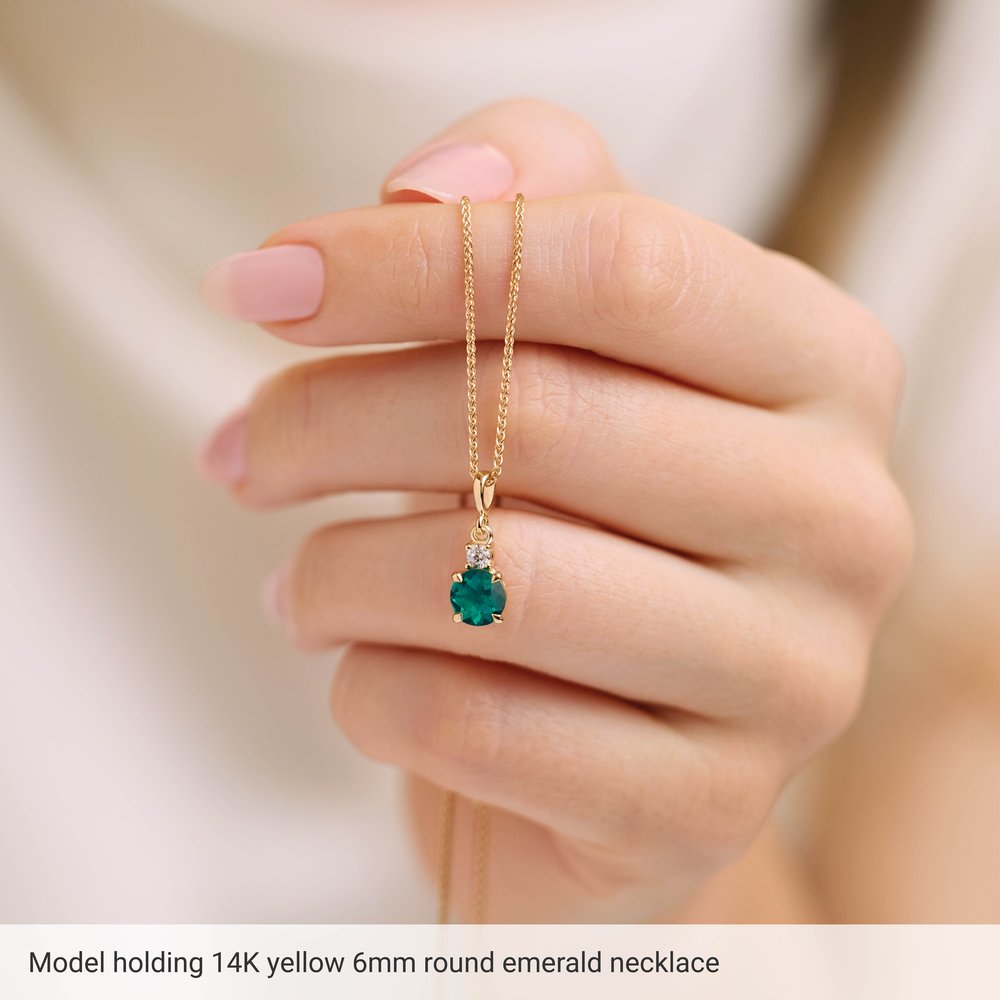 6mm Halo Gemstone & Diamond Necklace or Pendant