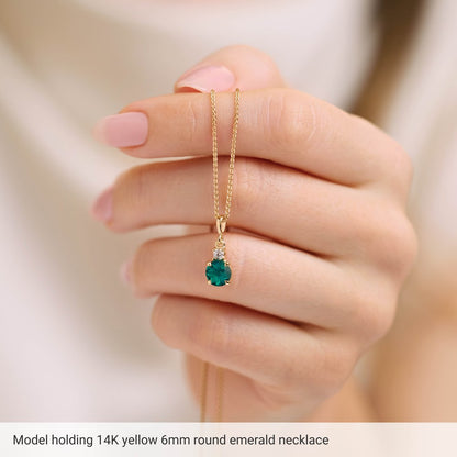 6mm Halo Gemstone & Diamond Necklace or Pendant